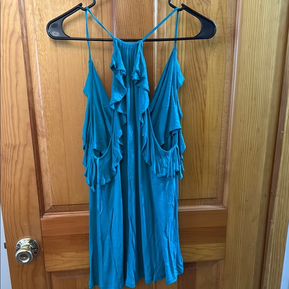 #33 - Express Blue Ruffled Racer Back Tank Top - Picture 5 of 6